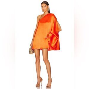 Michael Costello Orange One Shoulder Cocktail Dress